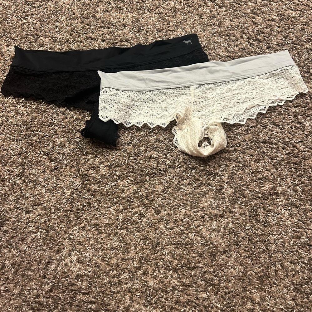 Lace Trim Black and white Panties Set